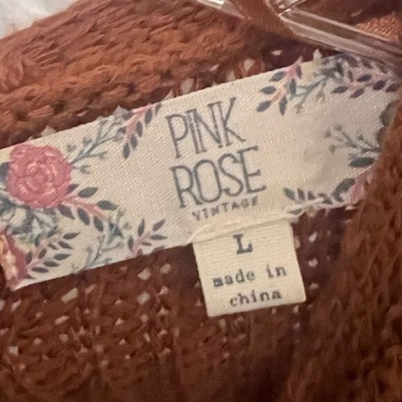 Pink Rose, Size Large - Women's Cardigan w/ Tie Details - Picture 2 of 3